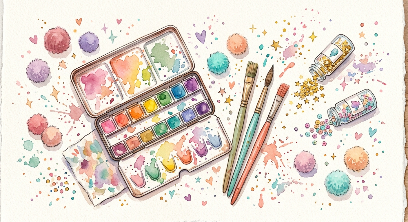 Palette et pinceaux de maquilleuse.